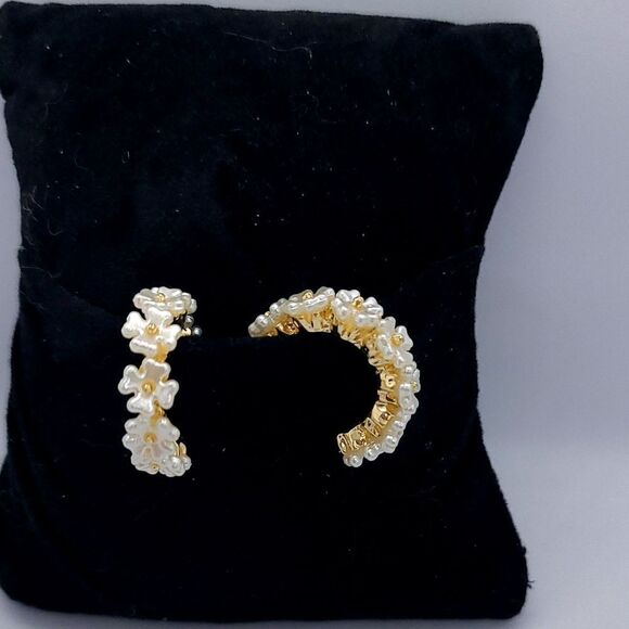 Japanese Cherry Blossom Floral Hoop Earrings Wedding Prom Formal Jewelry Woman's - Picture 5 of 7